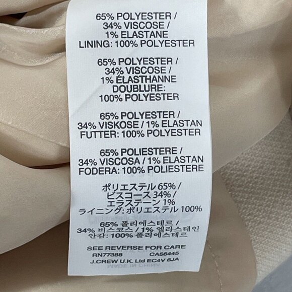 J Crew Dress Womens Size 4 Ivory Double Front‎ Zipper Long Sleeve Poly Viscose - Picture 5 of 10